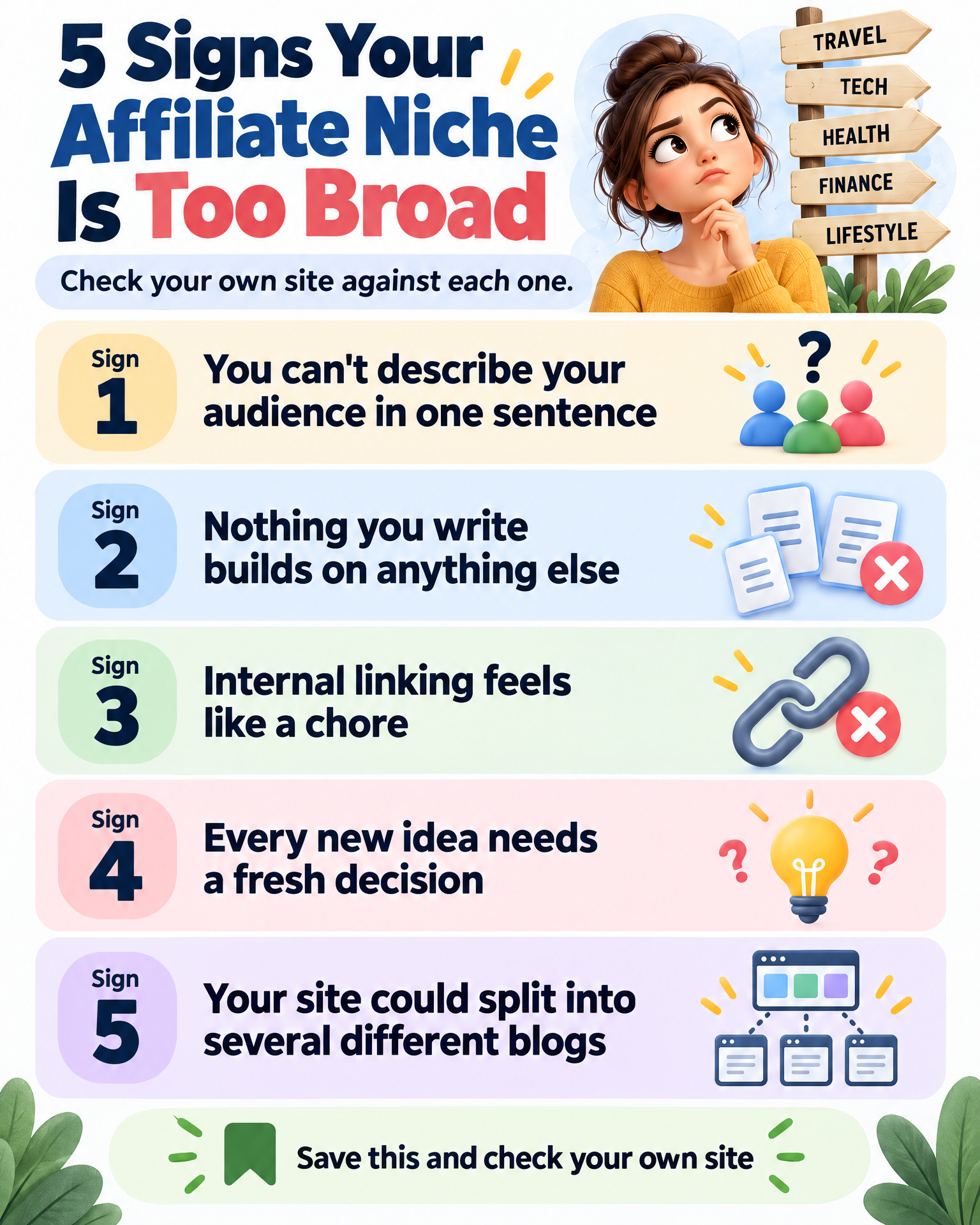 5 Signs Your Affiliate Niche Is Too Broad infographic