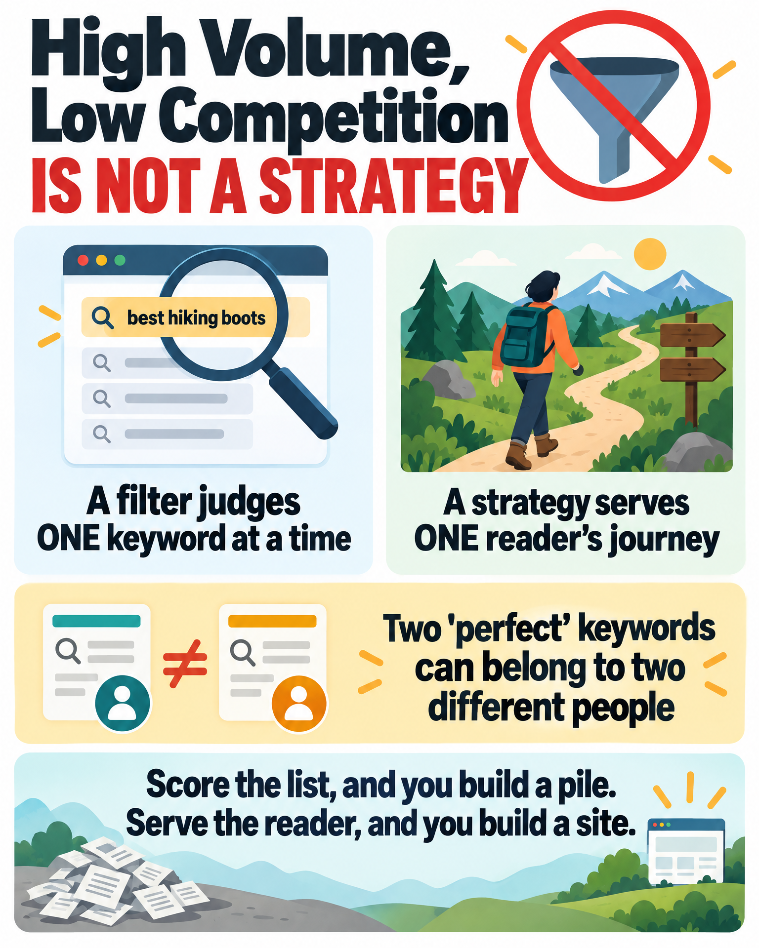 Infographic: high volume low competition is a filter, not a strategy