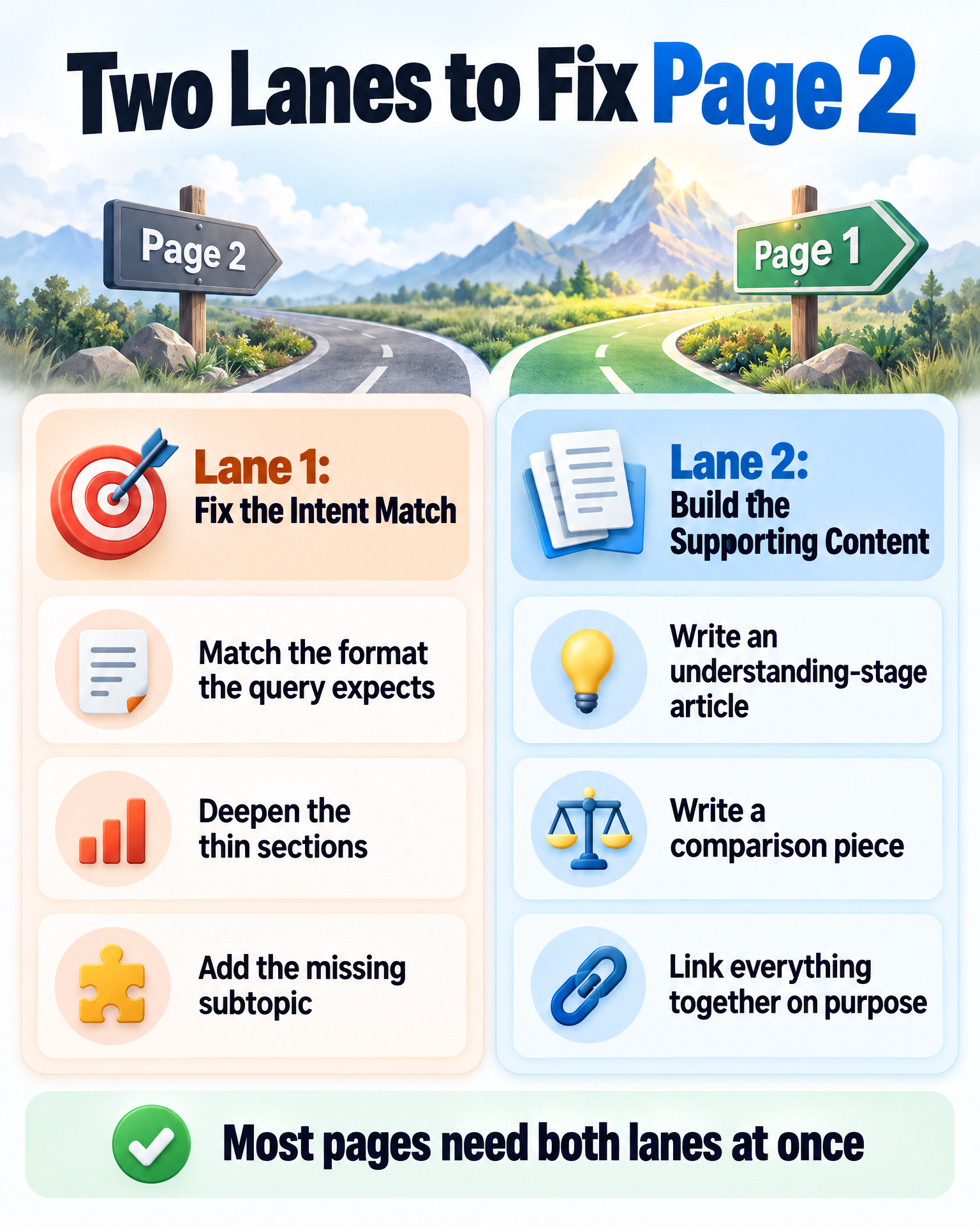 Comparison infographic: what fixing page-2 rankings actually looks like