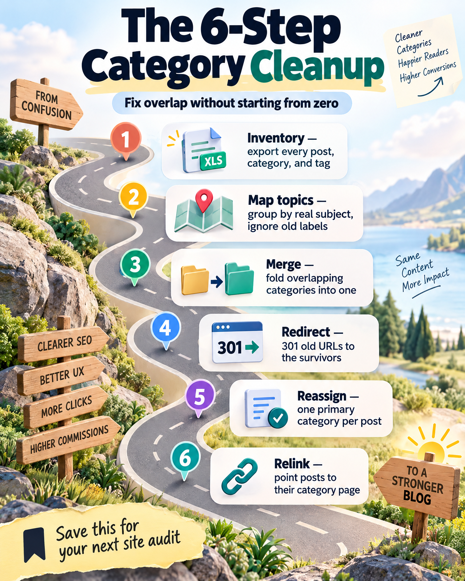 Infographic: the 6-step category cleanup roadmap