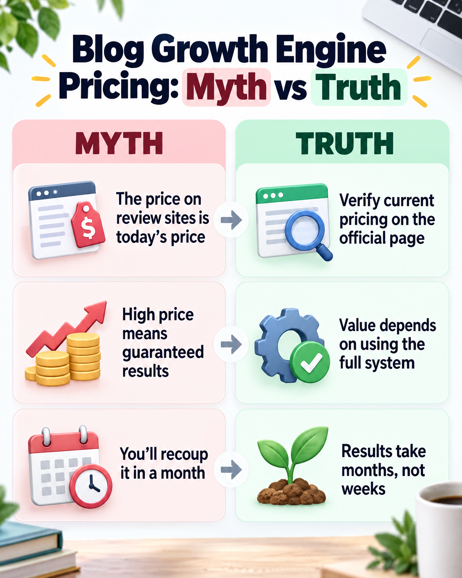 Infographic: Blog Growth Engine pricing myths vs truth