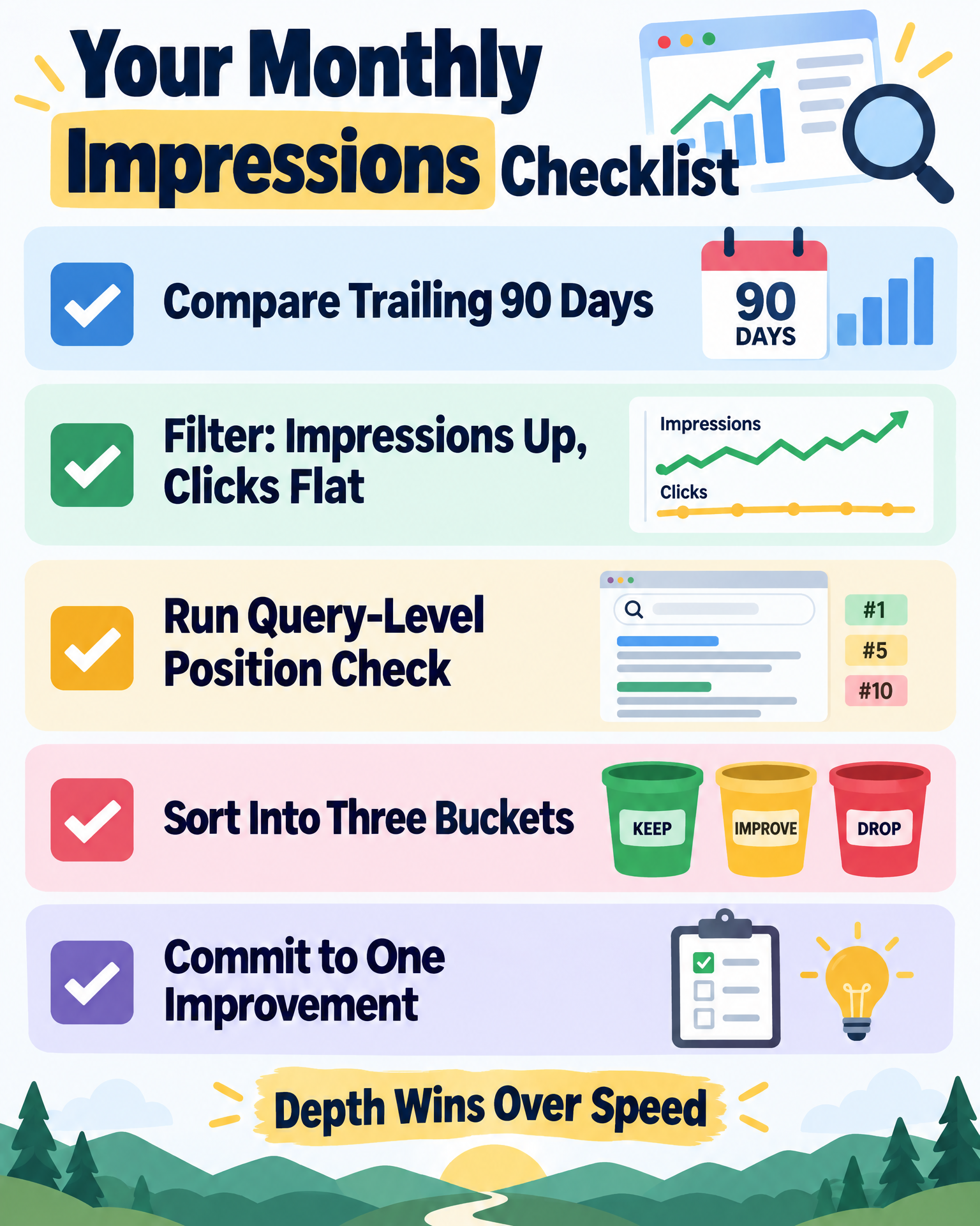 Infographic: your monthly impressions checklist